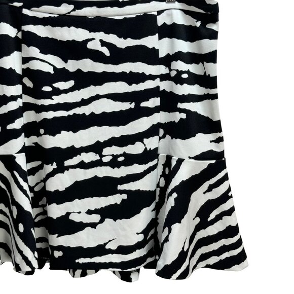 Michael Kors Black & White Zebra Print Flared Mini Skirt Size 14 - Picture 3 of 6